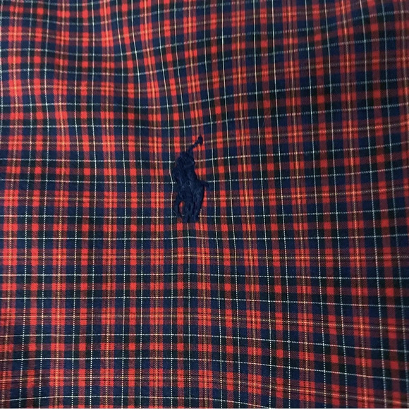 Ralph Lauren Boy’s Button Down Plaid Shirt Size Large 14-16 Red Blue - Picture 5 of 9